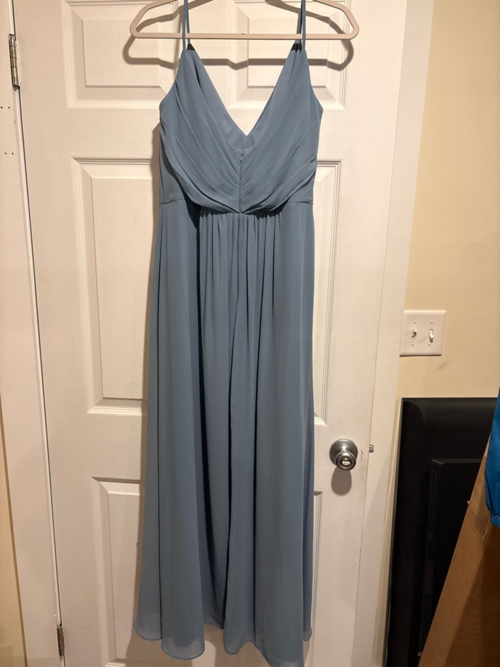 Bill Levkoff Floor Length Dusty Blue Dress